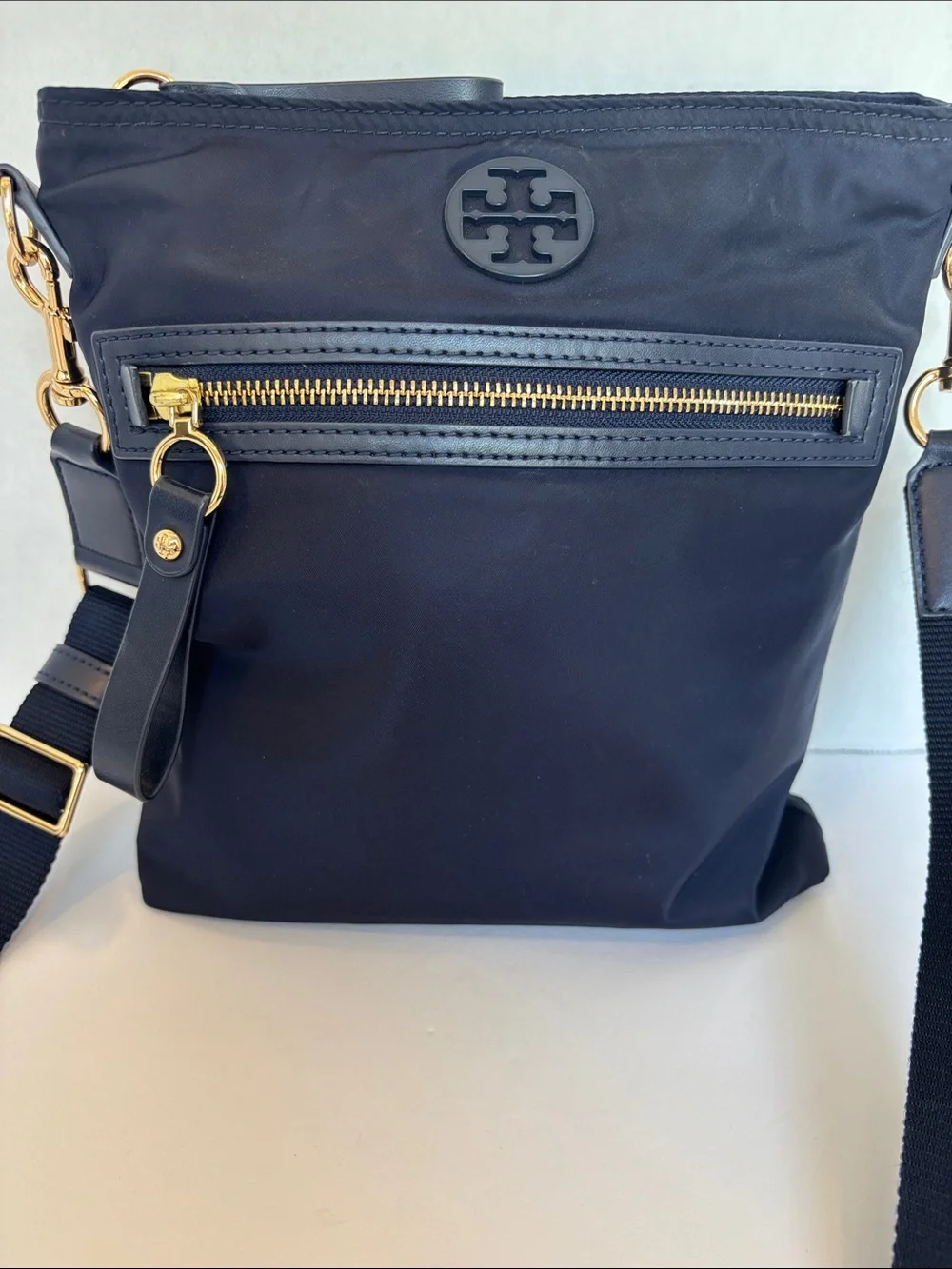 Tory Burch Navy Tilda Swingback Crossbody with Gold-Tone Hardware
